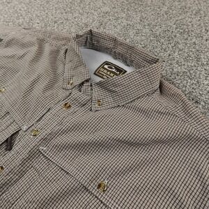 Drake Waterfowl Shirt Mens XL Brown Vented Button Up Long Sleeve Outdoor Hunting